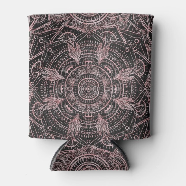Enfriador De Latas Diseño elegante Boho Rosa Gold Gray Mandala (Anverso)