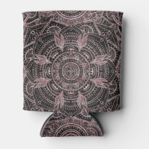 Enfriador De Latas Diseño elegante Boho Rosa Gold Grey Mandala