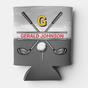 Enfriador De Latas Diseño elegante de monograma de golf para enfriado