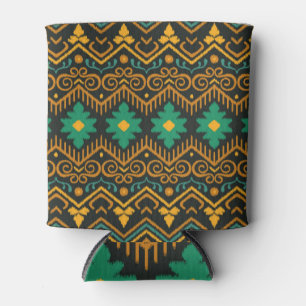 Enfriador De Latas Diseño étnico Ikat Fabric Borroidado
