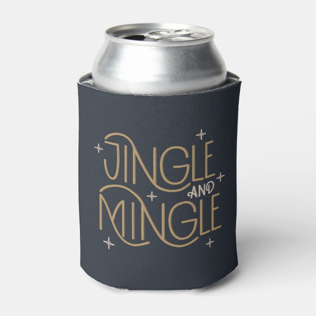 Enfriador De Latas Diseño festivo de jingle y mingle (Lata Anverso)