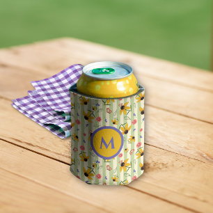 Enfriador De Latas Diseño Floral de Mariposa de Echinacea con Monogra