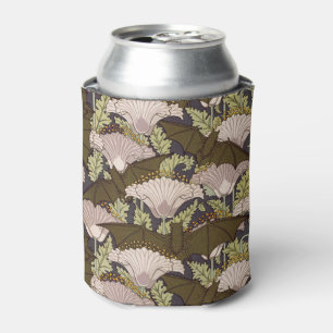 Enfriador De Latas Diseño Floral de Murciélago y Amapola Art Nouveau 