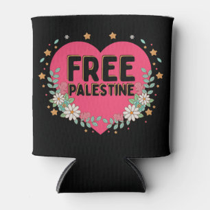Enfriador De Latas diseño gráfico de corazón palestino lindo