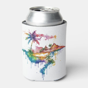 Enfriador De Latas Diseño hawaiano con manchas coloridas
