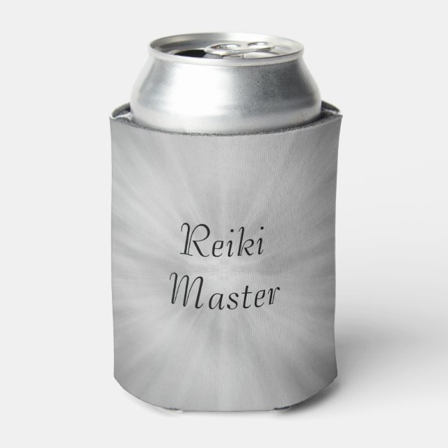 Enfriador De Latas Diseño maestro de Reiki gris plateado (Lata Anverso)
