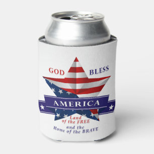 Enfriador De Latas Diseño patriótico de la estrella de América (v3
