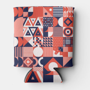 Enfriador De Latas Diseño retro Bauhaus, geométrico colorido.