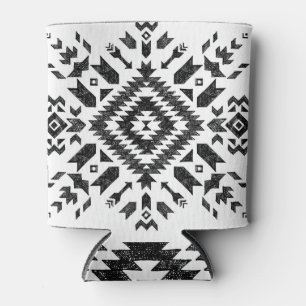 Enfriador De Latas Diseño tribal: blanco negro dibujado a mano