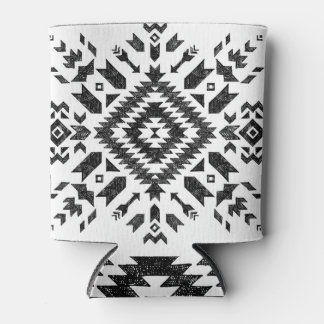 Enfriador De Latas Diseño tribal: blanco negro dibujado a mano