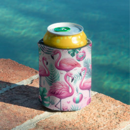 Enfriador De Latas Diseño tropical del flamenco rosa