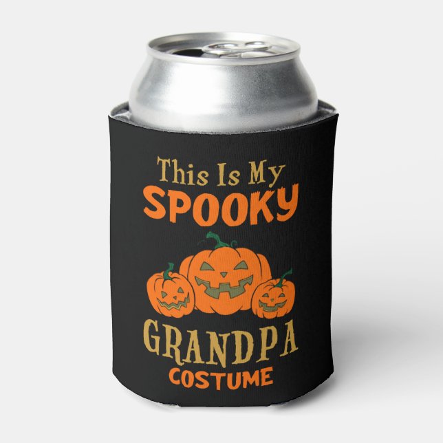 Enfriador De Latas Disfraz del abuelo Halloween (Lata Anverso)