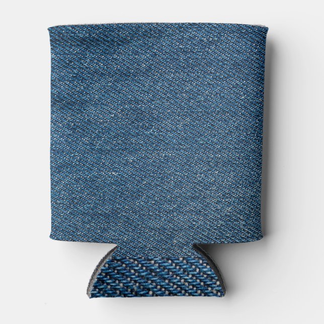 Enfriador De Latas Disparo de cierre de textura de denim azul (Anverso)