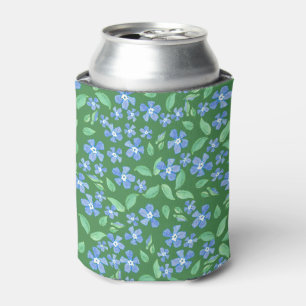 Enfriador De Latas Ditsy Blue Periwinys en floral verde
