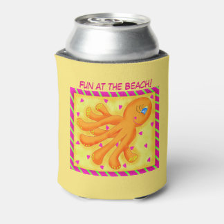 Enfriador De Latas Diversión en el Naranja amarillo de la playa de Oc