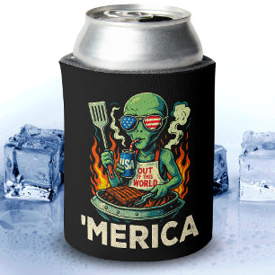 Enfriador De Latas Divertida Barbacoa a la Parrilla Alienígena Patrió