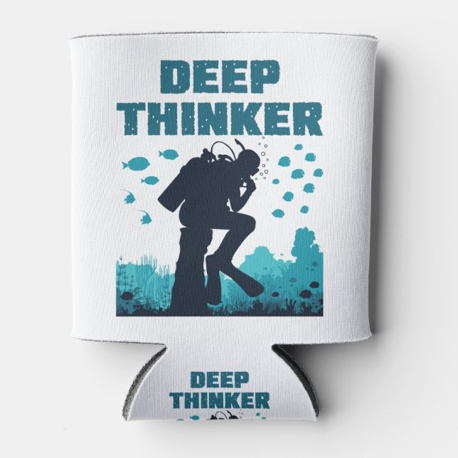 Enfriador De Latas Divertido buceo Scuba Deep Thinker Rodin (Anverso)