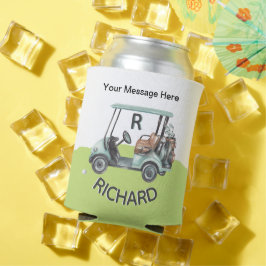 Enfriador De Latas Divertido Carro de golf Mensaje Monograma Nombre