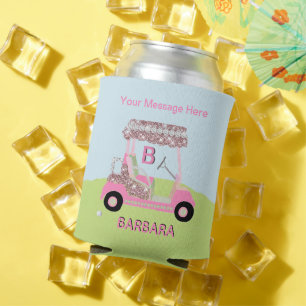 Enfriador De Latas Divertido Glam Golf Cart Mensaje Monograma Nombre