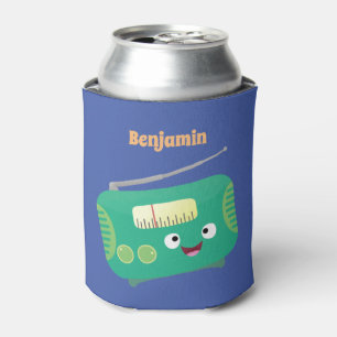 Enfriador De Latas Divertido personalizado de radio retro feliz