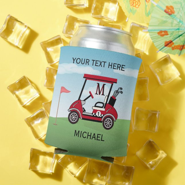 Enfriador De Latas Divertido Personalizado único Carro de golf Monogr (Verano in situ)