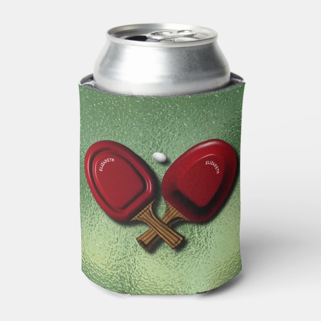 Enfriador De Latas Divertido Ping Pong Table Tennis Paddle Con Oval B (Lata Anverso)