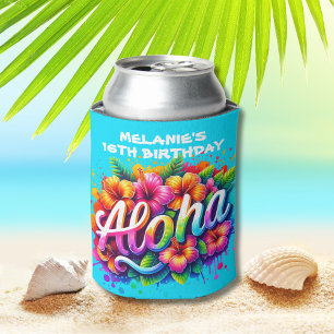 Enfriador De Latas Diviértete en una fiesta de cumpleaños tropical Al