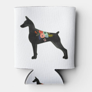 Enfriador De Latas Doberman Pinscher Dog Raza Silhouette Boho Floral