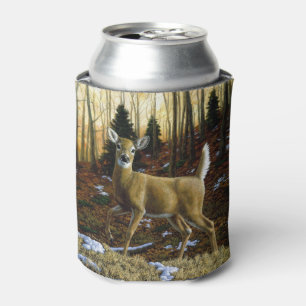 Enfriador De Latas Doe de ciervo blanco en bosque otoñal