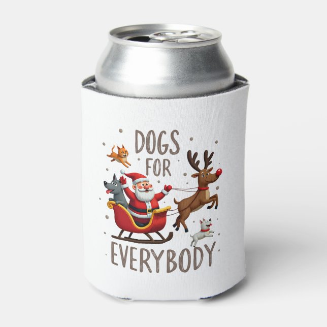 Enfriador De Latas Dogs For Everybody Santa Funny Christmas Xmas (1) (Lata Anverso)