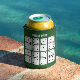 Enfriador De Latas Dominós Blancos Personalizados sobre Verde