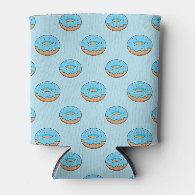 Enfriador De Latas Donut de escarcha azul con Personalizado Sprinkles (Anverso)