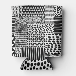 Enfriador De Latas Doodle blanco negro: etnia sin foco