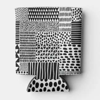 Enfriador De Latas Doodle blanco negro: etnia sin foco