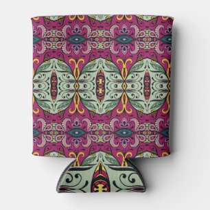 Enfriador De Latas Doodle étnico tribal geométrico floral