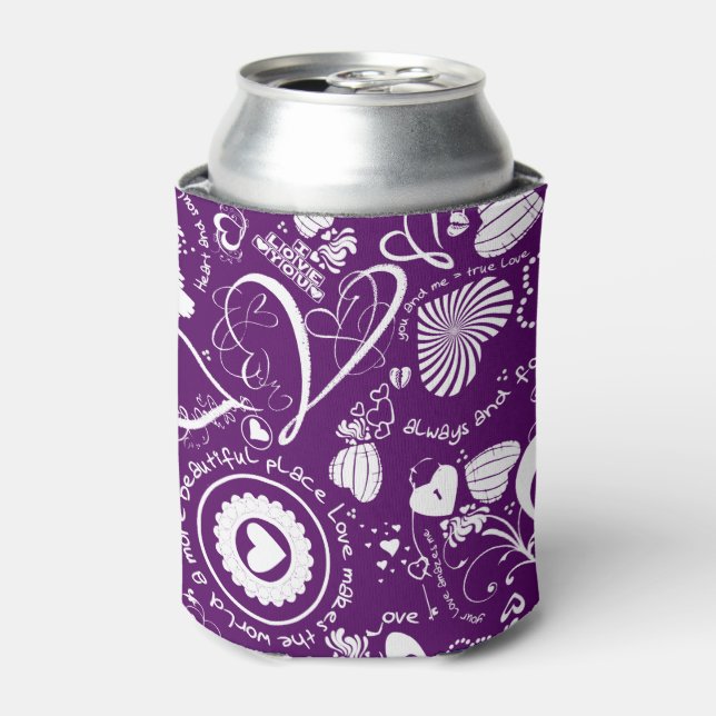 Enfriador De Latas Doodles de amor cardíaco-Refrigerador de bebidas m (Lata Anverso)