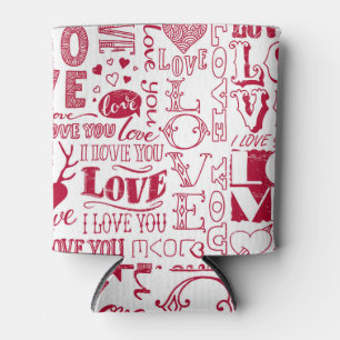 Enfriador De Latas Doodles de amor dibujados a mano, patrón encantado