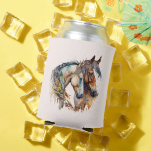 Enfriador De Latas Dos hermosos caballos Western Boho