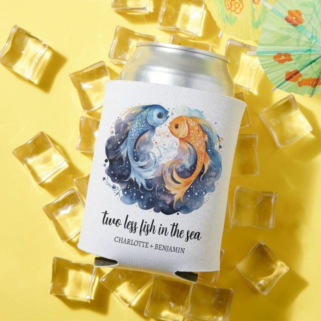 Enfriador De Latas Dos Pescados Menos En La Boda De Playa Del Mar (Verano in situ)