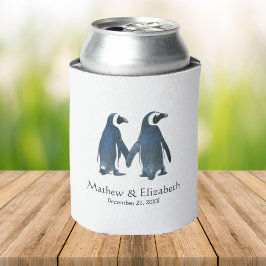 Enfriador De Latas Dos Pingüinos Adorables | Boda Romántica