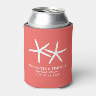 Enfriador De Latas Dos Starfish Skinny   Boda de coral oscuro