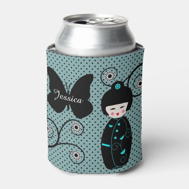 Enfriador De Latas Dot japonés de polka personalizado (Lata Anverso)