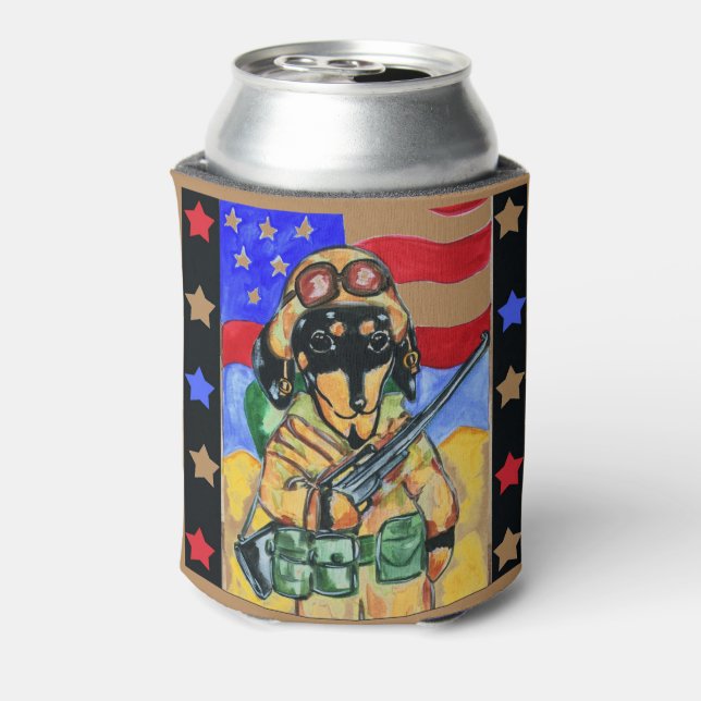 Enfriador De Latas Doxie Soldier (Reverso de la lata)