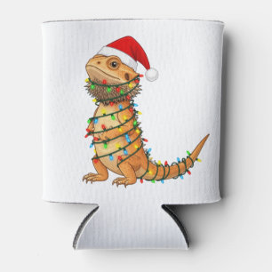 Enfriador De Latas Dragón barbudo de Navidad Pogona Vitticeps Santa