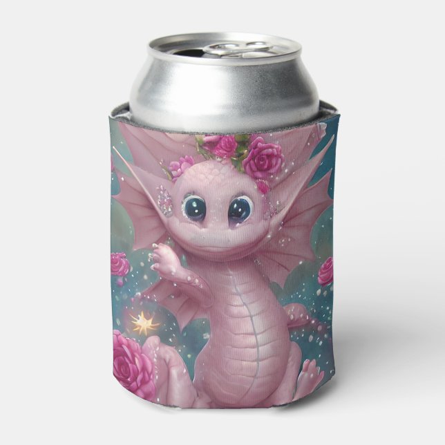 Enfriador De Latas Dragón de bebé rosado (Lata Anverso)