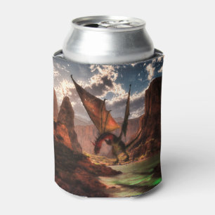 Enfriador De Latas Dragón de fantasía en las montañas