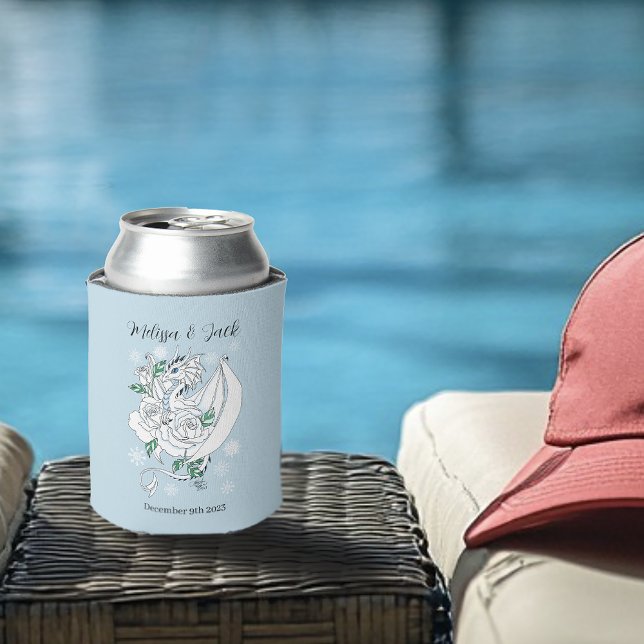 Enfriador De Latas Dragón de invierno blanco Snowflakes Blue (Subido por el creador)