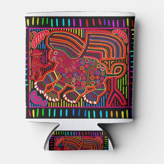 Enfriador De Latas Dragón Kuna indio amigable Mola (Anverso)