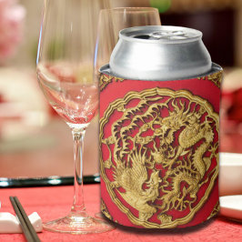 Enfriador De Latas Dragon Phoenix Red Gold Favor De La Boda China