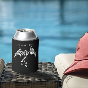 Enfriador De Latas Dragón Tribal Celta Entrelazado Negro Blanco Fanta